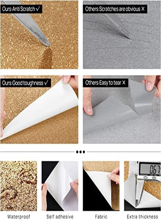 صن بيرد ورق لاصق ذاتي من الفينيل الذهبي اللامع من صن بيرد، مقاس 24 × 60 بوصة، سهل اللصق والإزالة، غطاء ورق حائط ذهبي لامع لتزيين غرف النوم والمطابخ والخزائن والأدراج، مثالي للأعمال اليدوية. - Image 3